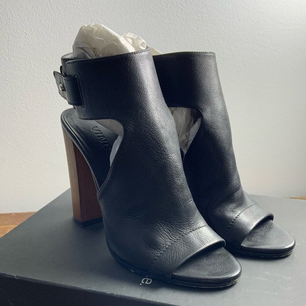 Vince‎ Addie Cutout Leather Sandal Black size 6.5